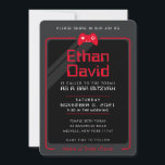 BAR MITZVAH moderne gamecontroles koel rood zwart Kaart<br><div class="desc">door kat massard >> WWW.SIMPLYSWEETPAPERIE.COM << - - - - - - - - - - - - - - - - - - - - - - - - - - - - - Het perfecte ontwerp voor een "Gaming Theme" BAR of BAT MITZVAH viering Hou van het ontwerp,...</div>