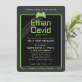 BAR MITZVAH moderne gamer controle zwart groen 2 Kaart (Staand voorkant)