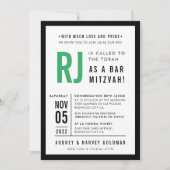 BAR MITZVAH moderne geometrische kelly groen zwart Kaart (Voorkant)