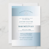 Bar Mitzvah | Moderne gradiënt, blauwe geometrisch (Voorkant)
