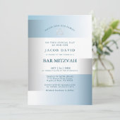 Bar Mitzvah | Moderne gradiënt, blauwe geometrisch (Staand voorkant)