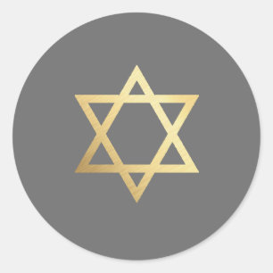 BAR MITZVAH moderne grijs gouden ster van david Ronde Sticker