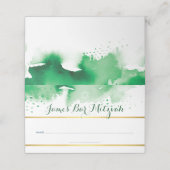BAR MITZVAH moderne groene waterverf gouden folie  Plaatskaartje (Buitenkant ongevouwen)