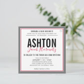 BAR MITZVAH moderne mannelijke rode zwarte sport I Kaart (Staand voorkant)