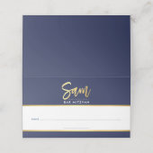 BAR MITZVAH moderne marine blauw + goud naam SAM Plaatskaartje (Buitenkant ongevouwen)