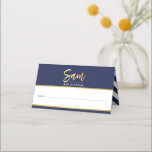 BAR MITZVAH moderne marine blauw   goud naam SAM Plaatskaartje<br><div class="desc">door kat massard >>> kat@simplysweetPAPERIE.com << Een on trend, schattig ontwerp voor uw Event Reception PLACE CARDS. Hand schrijf gasten namen en voeg tabelnummer toe TIP :: 1. Afbeeldingen en lettertypen wijzigen/verplaatsen en meer tekst toevoegen - klik op de knop "Aanpassen" *** Afgedrukte enveloppen die ook in mijn winkel beschikbaar...</div>