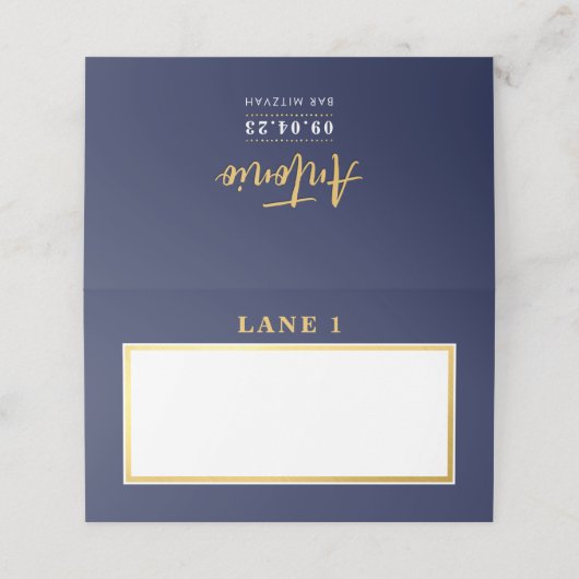 BAR MITZVAH moderne marine faux gouden spatie Plaatskaartje (Buitenkant ongevouwen)