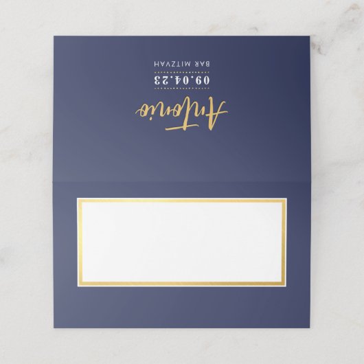 BAR MITZVAH moderne marine faux gouden spatie Plaatskaartje (Buitenkant ongevouwen)