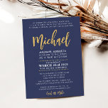 Bar Mitzvah moderne marine   goud MICHAEL Kaart<br><div class="desc">door kat massard >> WWW.SIMPLYSWEETPAPERIE.COM <<<< Love the design,  maar ik zou graag enkele wijzigingen zien - een ander kleurenschema,  product,  een foto toevoegen of aangepast voor een andere gelegenheid - zonder enige zorgen contact met mij op te nemen,  kat@simplysweetPAPERIE.com - ik help u graag!</div>