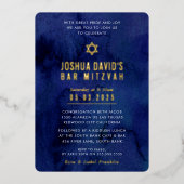 BAR MITZVAH moderne minimale donkerblauwe waterver Folie Uitnodiging (Voorkant)