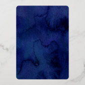 BAR MITZVAH moderne minimale donkerblauwe waterver Folie Uitnodiging (Achterkant)
