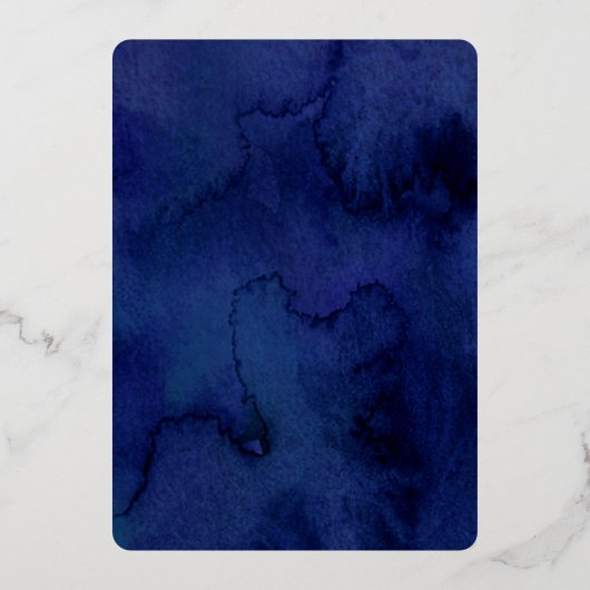 BAR MITZVAH moderne minimale donkerblauwe waterver Folie Uitnodiging (Achterkant)