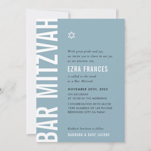 BAR MITZVAH moderne minimale gedurfde jongen stoff Kaart (Voorkant)