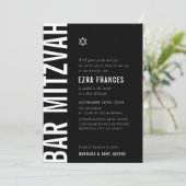 BAR MITZVAH moderne minimale gedurfde jongen zwart Kaart (Staand voorkant)