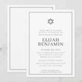 BAR MITZVAH moderne minimale ster rand grijs wit Kaart (Voorkant / Achterkant)