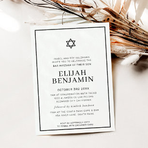 BAR MITZVAH moderne minimale sterrenrand zwart wit Kaart