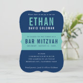 BAR MITZVAH moderne minimale typografie blauwe mun Kaart (Staand voorkant)