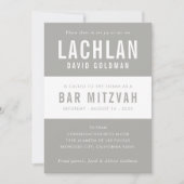 BAR MITZVAH moderne minimale typografie grijs wit Kaart (Voorkant)