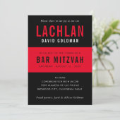 BAR MITZVAH moderne minimale typografie zwart rood Kaart (Staand voorkant)