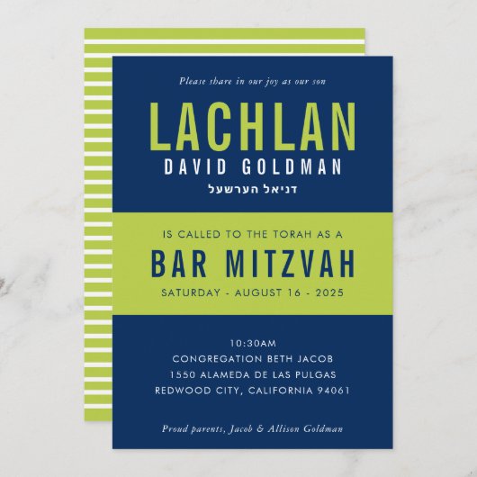 BAR MITZVAH moderne minimalistische typografie bla Kaart (Voorkant / Achterkant)