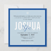 BAR MITZVAH moderne naam eenden oyal blue Invita Kaart (Voorkant)