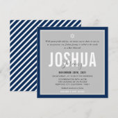 BAR MITZVAH moderne naam grijs donker marineblauw Kaart (Voorkant / Achterkant)