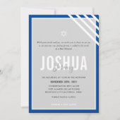 BAR MITZVAH moderne naam grijs koningsblauw streep Kaart (Voorkant)