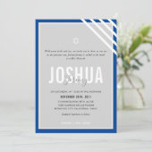 BAR MITZVAH moderne naam grijs koningsblauw streep Kaart (Staand voorkant)