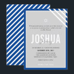 BAR MITZVAH moderne naam grijs koningsblauw streep Kaart<br><div class="desc">door kat massard >> kat@simplysweetPAPERIE.com <<< CONTACT MET ME voor aangepaste formuleringen of om regels toe te voegen in Hebreeuwse liefde voor het ontwerp, maar ik zou graag enkele wijzigingen zien - een ander kleurenschema, product, een foto toevoegen of aangepast voor een andere gelegenheid - ik neem niet alleen contact...</div>