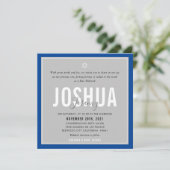 BAR MITZVAH moderne naam grijs koninklijk blauw Kaart (Staand voorkant)