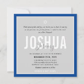 BAR MITZVAH moderne naam grijs koninklijk blauw Kaart (Voorkant)