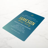 BAR MITZVAH moderne ster blauwe mintgradiënt  Folie Uitnodiging (Gedraaid)