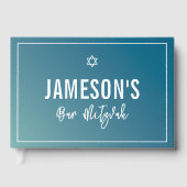 BAR MITZVAH moderne ster blauwe mintgradiënt Gastenboek (Voorkant)