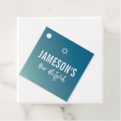 BAR MITZVAH moderne ster blauwe munt gradiënt Bedankjes Labels (In situ)