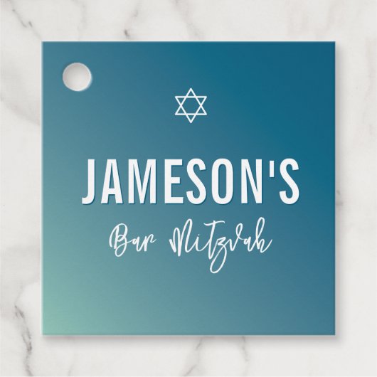 BAR MITZVAH moderne ster blauwe munt gradiënt Bedankjes Labels (Voorkant)