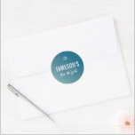 BAR MITZVAH moderne ster blauwe munt gradiënt Ronde Sticker<br><div class="desc">door kat massard >> https://linktr.ee/simplysweetpaperie <<<<</div>