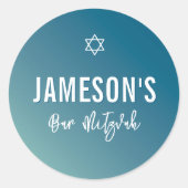 BAR MITZVAH moderne ster blauwe munt gradiënt Ronde Sticker (Voorkant)