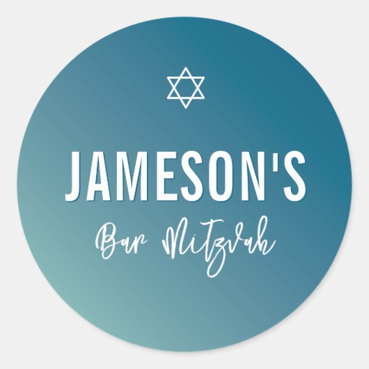 BAR MITZVAH moderne ster blauwe munt gradiënt Ronde Sticker (Voorkant)