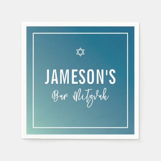 BAR MITZVAH moderne ster blauwe munt gradiënt Servet (Voorkant)