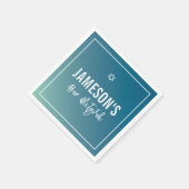 BAR MITZVAH moderne ster blauwe munt gradiënt Servet (Hoek)