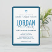 BAR MITZVAH moderne ster denim blue simpel Kaart (Staand voorkant)