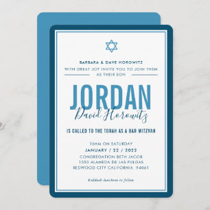 BAR MITZVAH moderne ster denim blue simpel Kaart