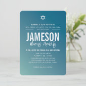 BAR MITZVAH moderne ster donkerblauwe munt gradiën Kaart (Staand voorkant)