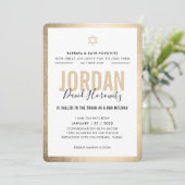 BAR MITZVAH moderne ster goud zwart simpel Kaart (Staand voorkant)