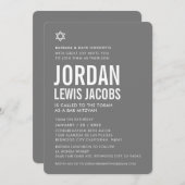 BAR MITZVAH moderne ster jongen grijs wit eenvoudi Kaart (Voorkant / Achterkant)