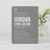 BAR MITZVAH moderne ster jongen grijs wit eenvoudi Kaart (Staand voorkant)