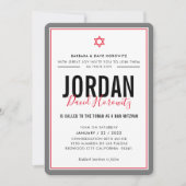 BAR MITZVAH moderne ster jongen rode grijs simpel Kaart (Voorkant)