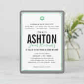 BAR MITZVAH moderne ster jongen sportief groen gri Kaart (Staand voorkant)