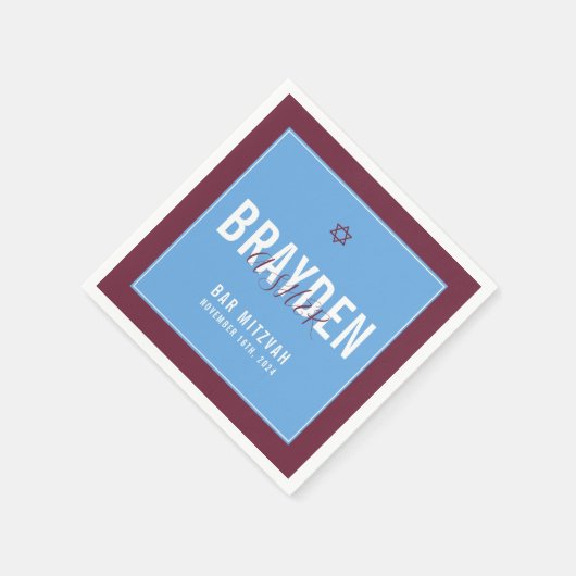 BAR MITZVAH moderne ster maroon blauw Servet (Hoek)