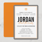BAR MITZVAH moderne ster oranje grijs simpel Kaart (Voorkant / Achterkant)